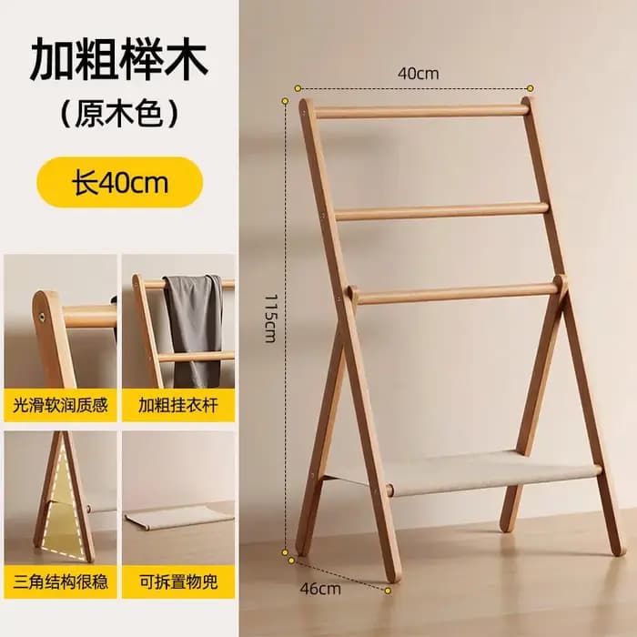 Porte-vêtements mural en bois de luxe de style japonais pour chambre à coucher, étagère murale migno