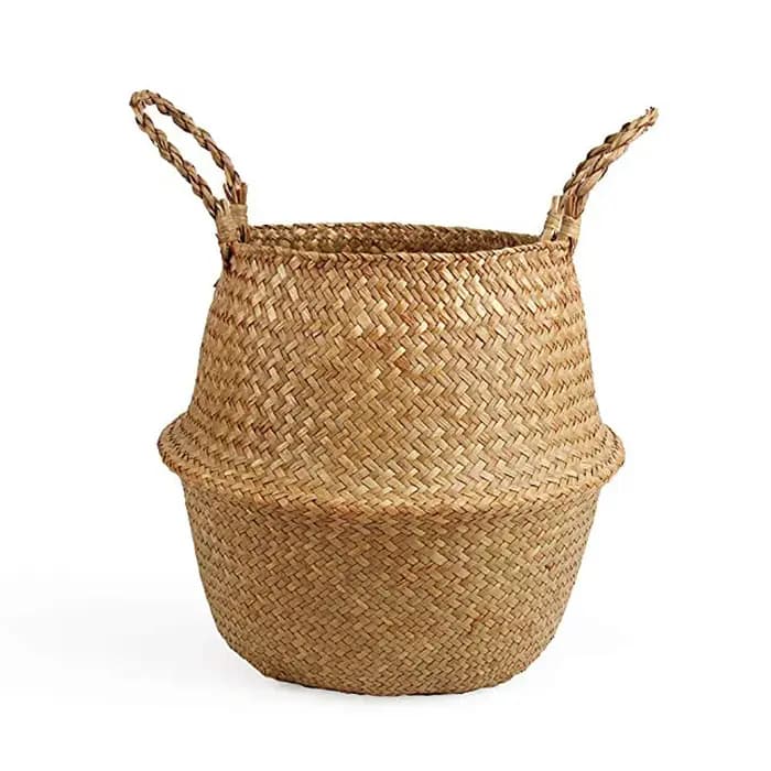 Paniers de rangement paille osier rotin suspendu pot de fleurs jonc de mer pliant linge Clthoes pani