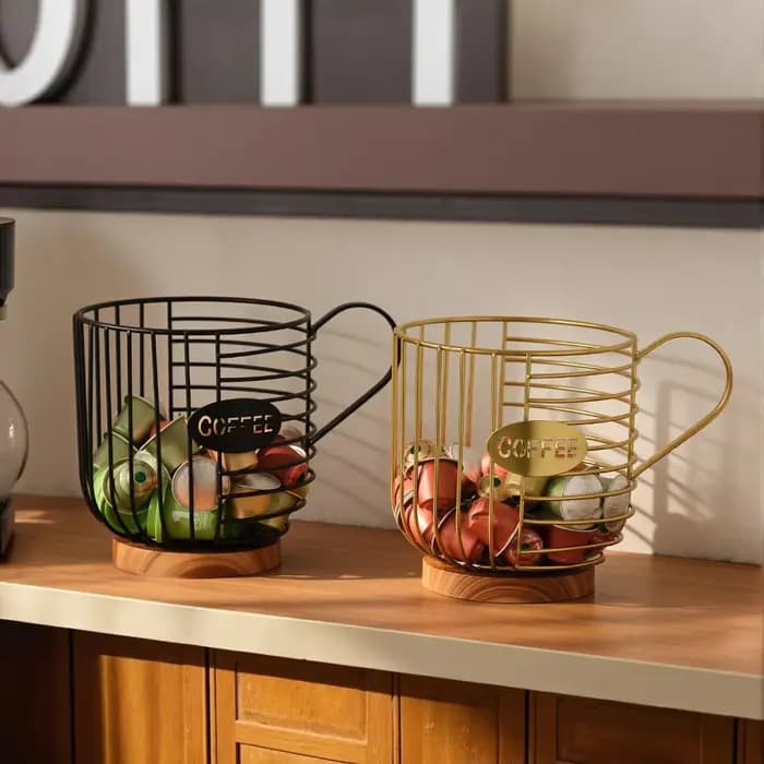 Support de rangement rotatif en métal pour dosettes de café