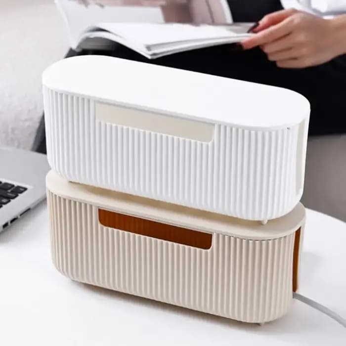 Boîte de rangement de câbles de bureau portable de qualité avec couvercle