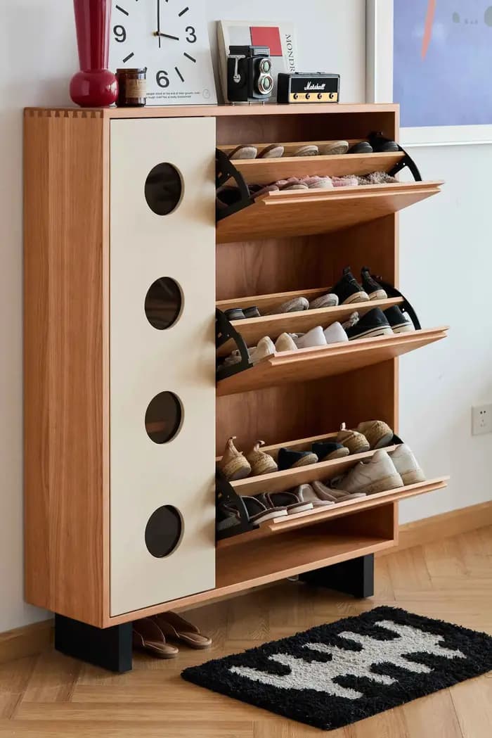 Armoire à chaussures moderne en bois pour demi-maison