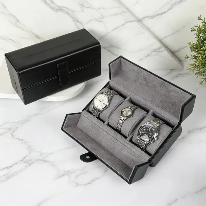 Boîte de rangement de montres de luxe pour hommes et femmes, 1/2/3 emplacements, double ouverture, présentoir carré, emballage cadeau, compatible avec les montres automatiques et à quartz