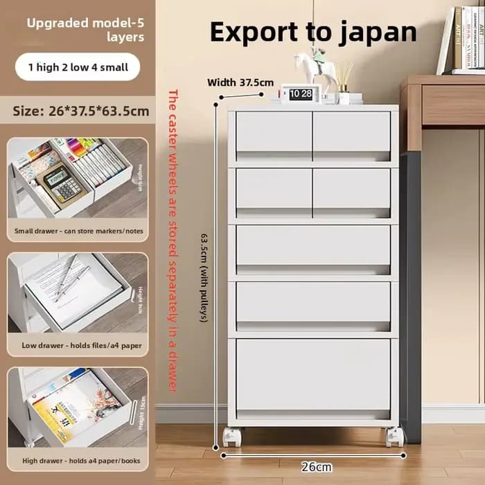 Armoire de rangement de bureau mobile avec tiroirs – Organisateur pour bureau/sous-bureau