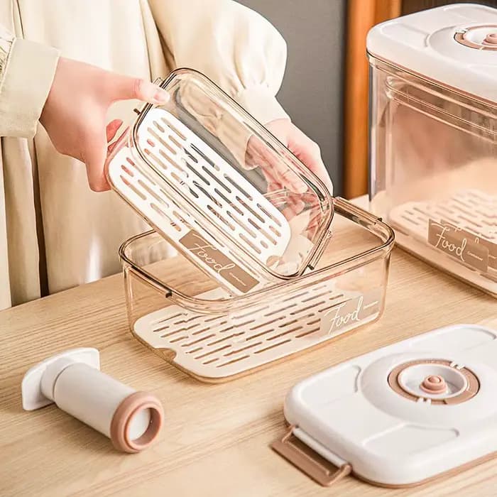 Récipient de Stockage Transparent avec Pompe à Vide