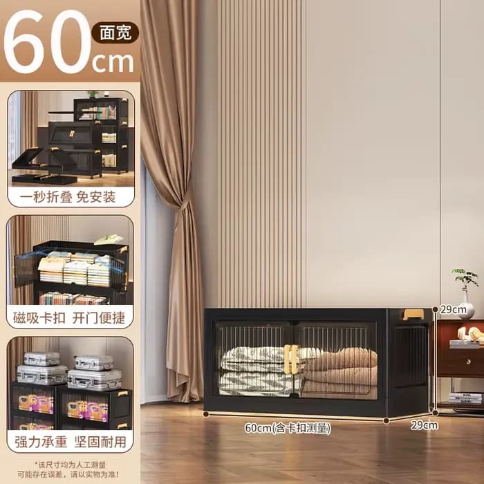 Armoire de rangement pliable en plastique avec double porte, verrou magnétique, cadre empilable, rou