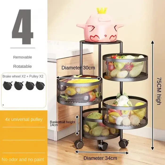 Supports de cuisine étagère à légumes multifonctionnelle Fruits support de rangement rotatif panier sol multicouche