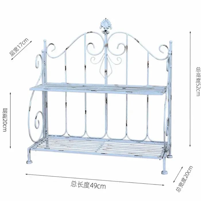 Étagère de jardin vintage en métal blanc