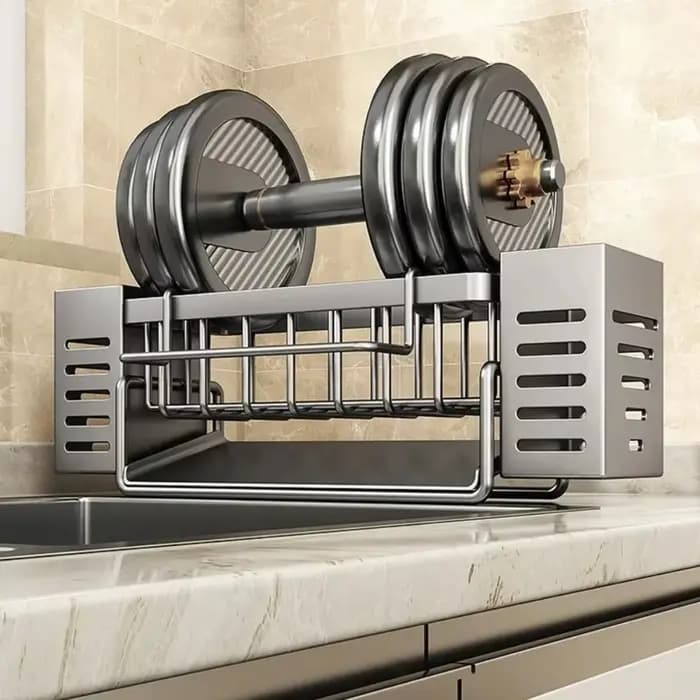 Étagère de rangement pour évier de cuisine en acier inoxydable