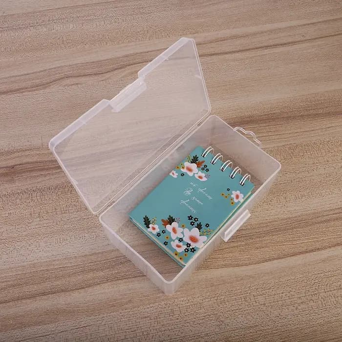Boîte de rangement rectangulaire transparente en plastique