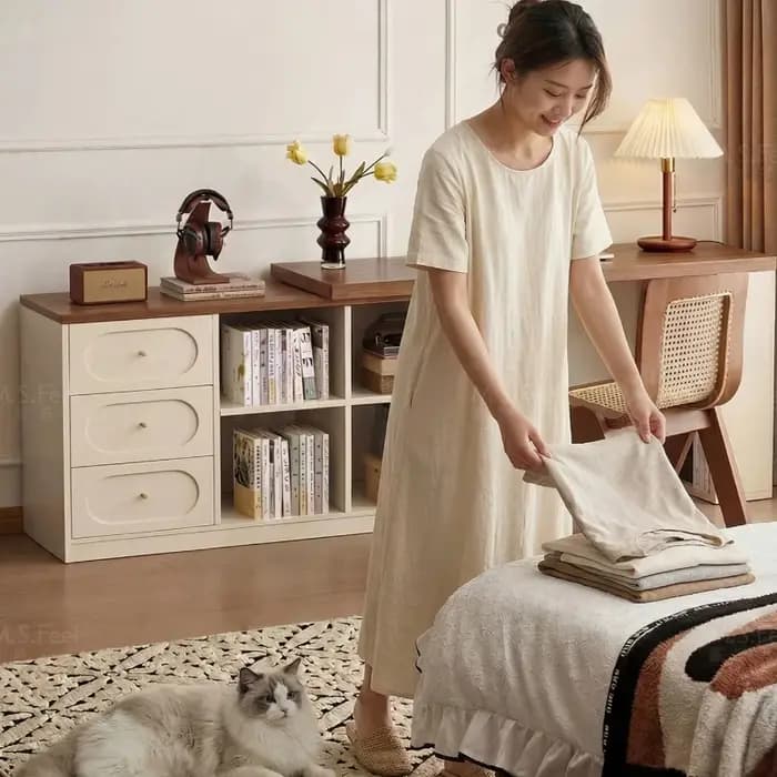 Coiffeuse d'angle en bois avec tiroirs pour chambre à coucher, meuble de rangement pour maquillage, mobilier domestique