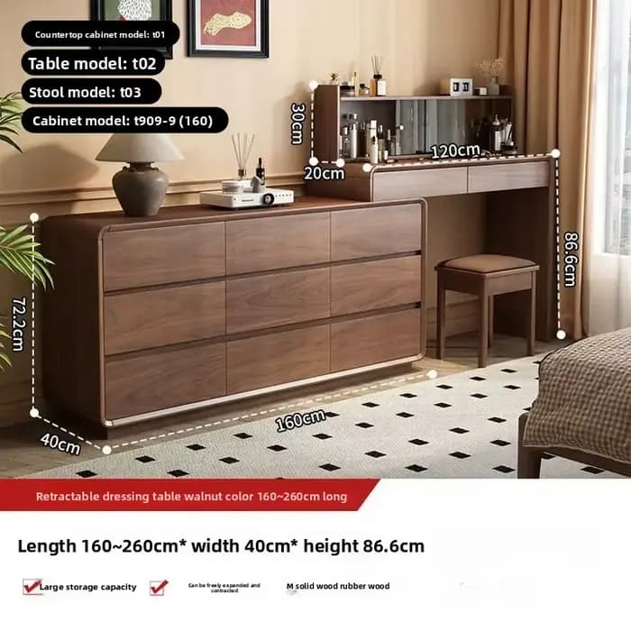 Table de toilette rétractable intégrée
