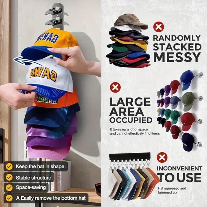 Un support de rangement pouvant contenir 20 casquettes de baseball - une unité
