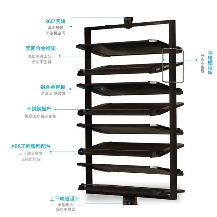 Armoire de rangement de chaussures rotative à 360 degrés