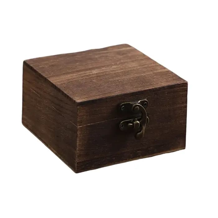 Boîte de rangement carrée en bois avec couvercle