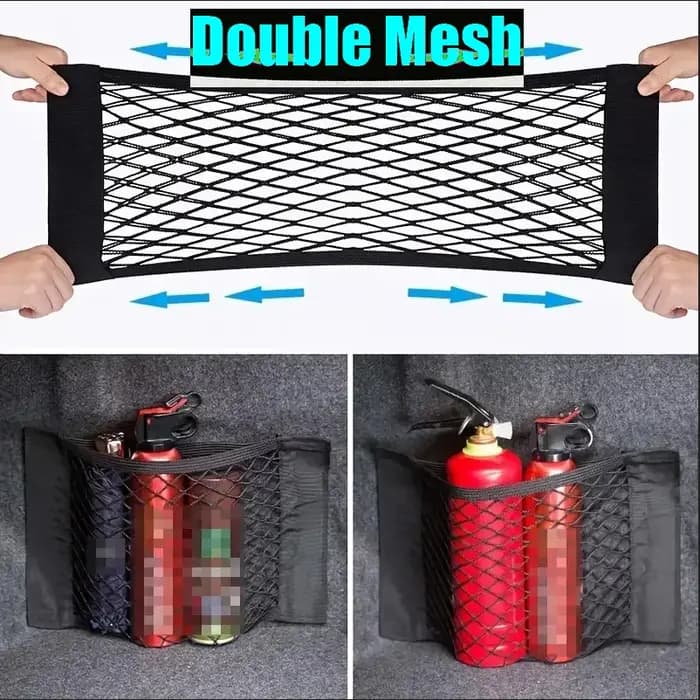 Sac de rangement universel pour voiture Filet de coffre à double maille Sac de rangement intégré Fil