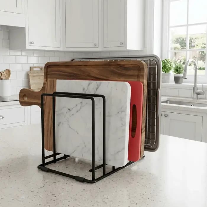 Étagère de rangement pour casseroles en métal robuste