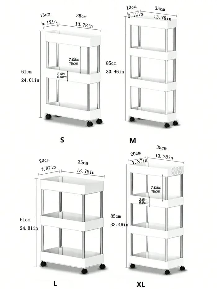 Chariot utilitaire roulant à 3/4 couches, support de rangement pour salle de bain avec roulettes, or