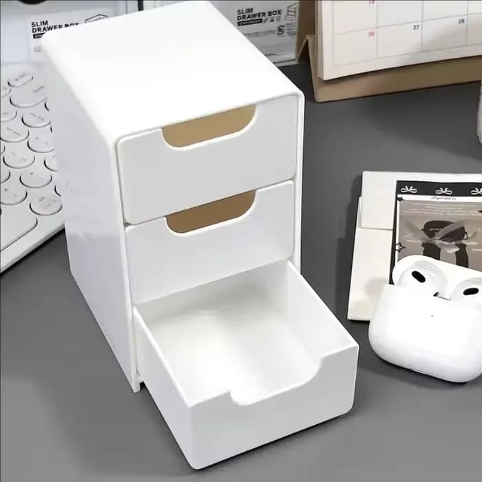 Organisateur de bureau à 3 niveaux avec tiroirs, boîte de rangement en plastique pour papeterie/écol