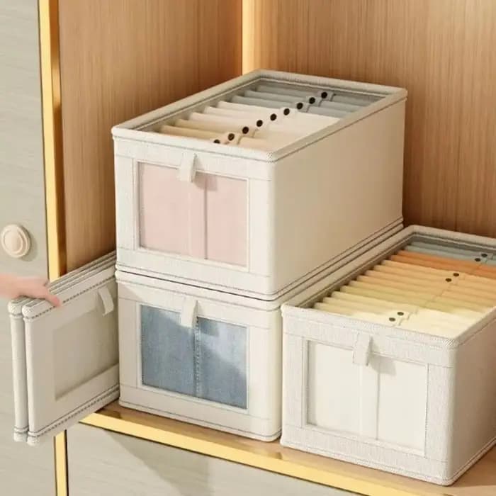 Boîte de rangement pour vêtements empilable avec fermeture éclair et couvercle