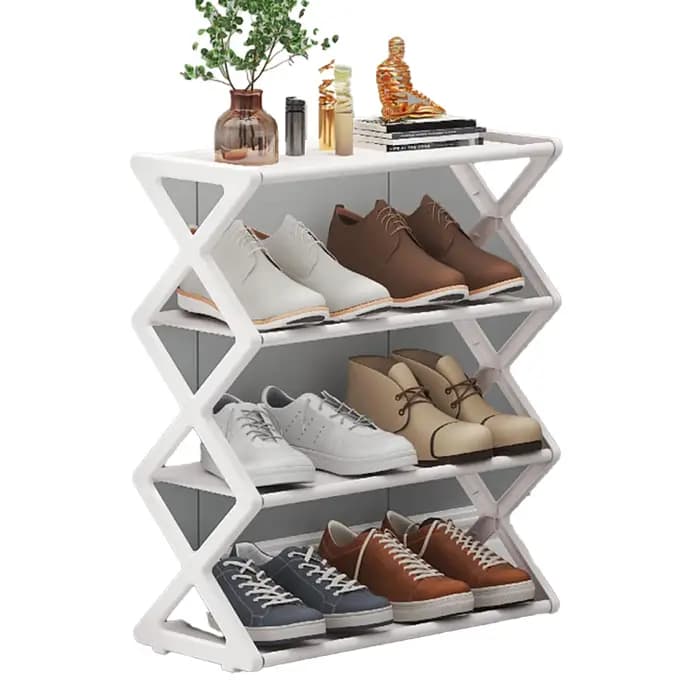 Stockage de dortoir, Organization d'entrée, échelle, étagère à chaussures, organisateur de chaussures en forme de X, rangement de chaussures organisé