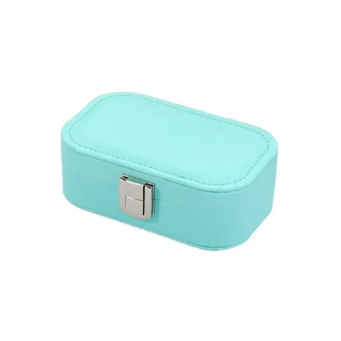 Boîte organisatrice de bijoux en cuir couleur macaron, boîte de rangement rectangulaire multifonctionnelle, boîte à bagues classique mini pour femmes