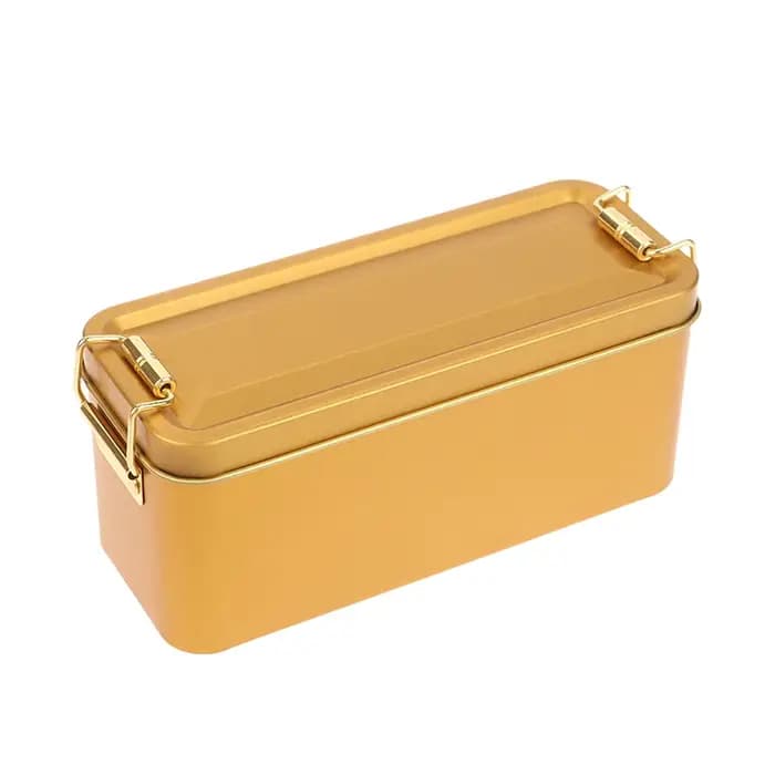 Boîte rectangulaire en fer blanc à l'ancienne avec couvercle, boîte de rangement en métal de haute q