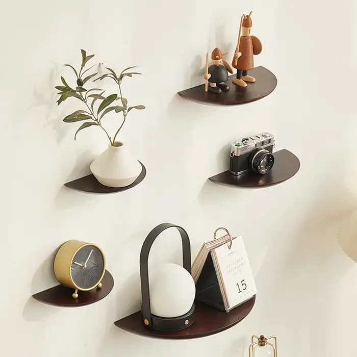 Petites Étagères Flottantes pour Décoration Murale, Rustique, Demi-Ronde, en Bois, pour Chambre à Coucher, Salon, Plantes