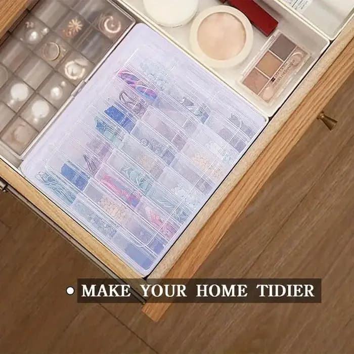 Coffret de rangement transparent compact à 30 grilles : idéal pour les bijoux, les perles et l'organisateur artisanal de boutons.