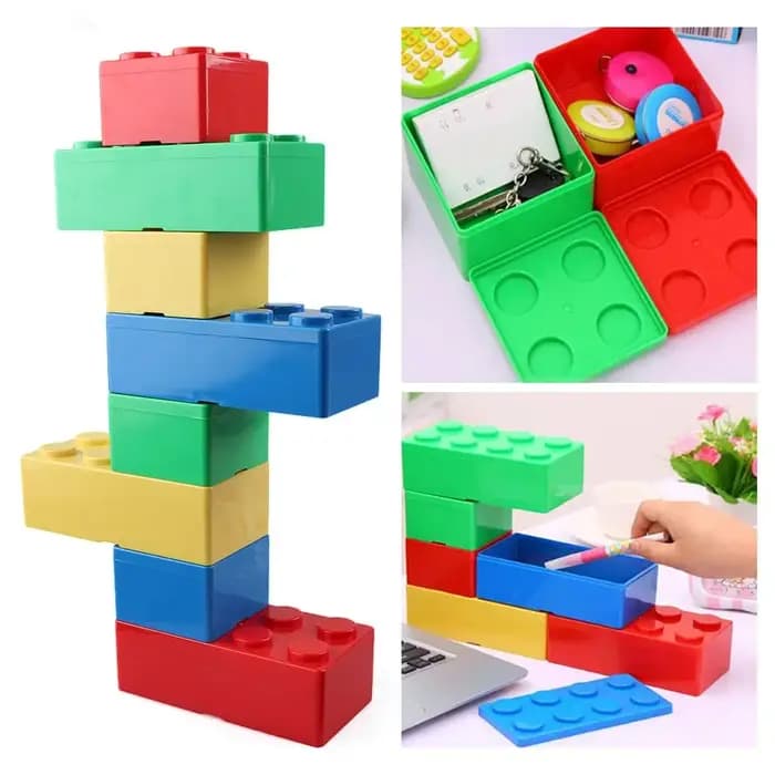 Boîte de rangement en plastique en forme de blocs de construction créatifs