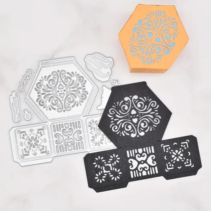Boîte de rangement polygonale artisanale en papier faite à la main