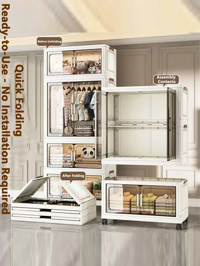 Boîte de rangement pour vêtements, grande capacité, armoire domestique extra-large, boîte de rangement en plastique pour couettes, armoire de rangement pliable pour vêtements, armoire de rangement