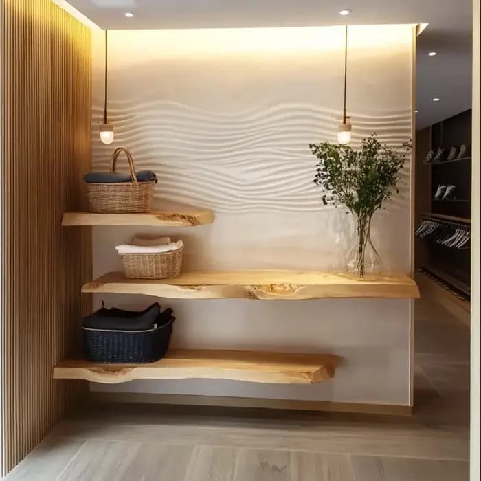 Étagères flottantes en bois, fabriquées à la main avec une bordure naturelle authentique, pour la décoration murale, étagères en bois pour salle de bain, cuisine, chambre à coucher