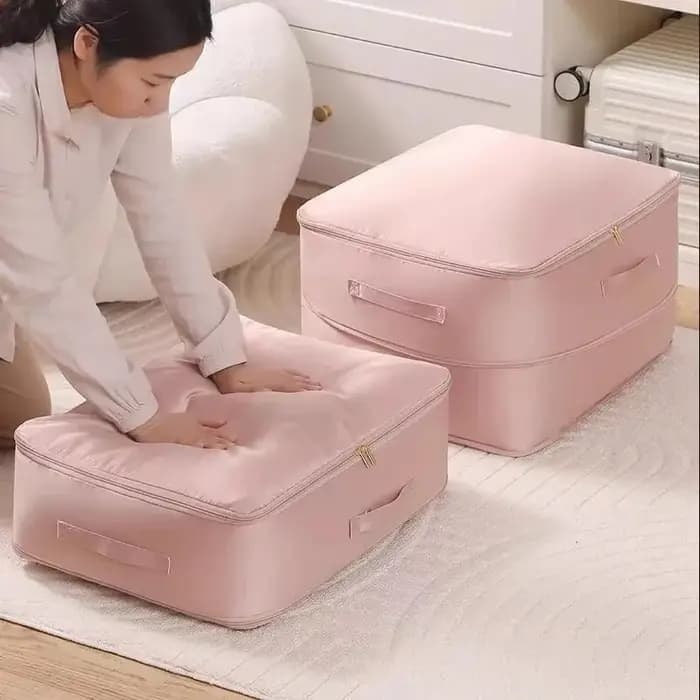 Sac de rangement auto-compressible robuste, organisateur portable pour vêtements, couvertures et édredons, idéal pour l'organisation du placard