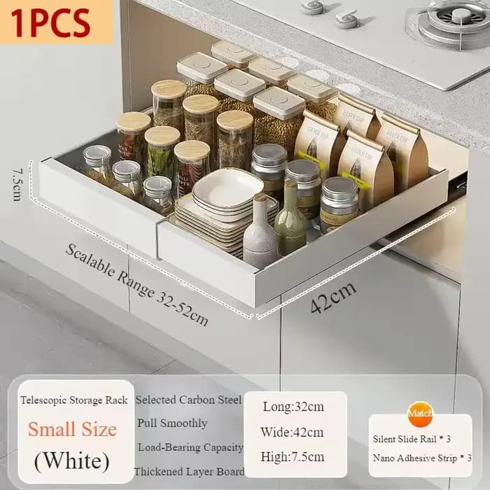 Support de rangement d'armoire extractible avec tiroirs coulissants extensibles adhésifs pour organi