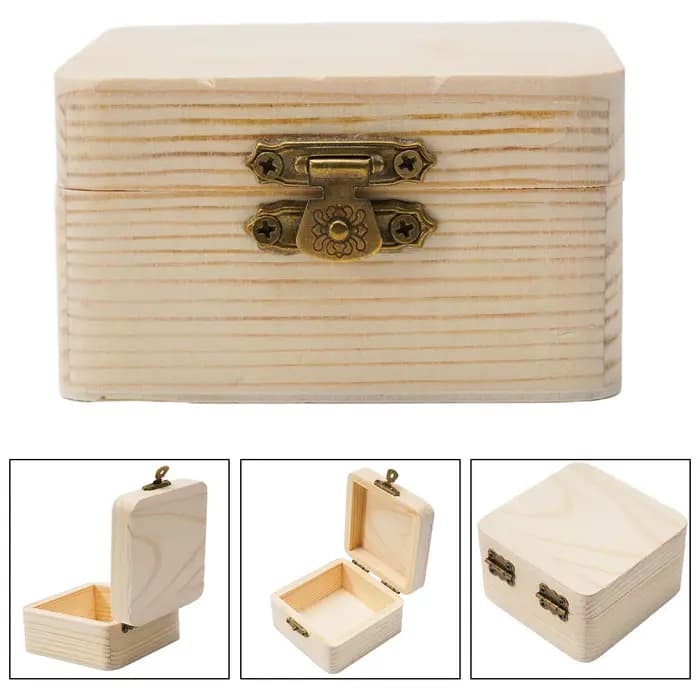Boîte d'emballage en bois naturel uni 8x8x4.5cm