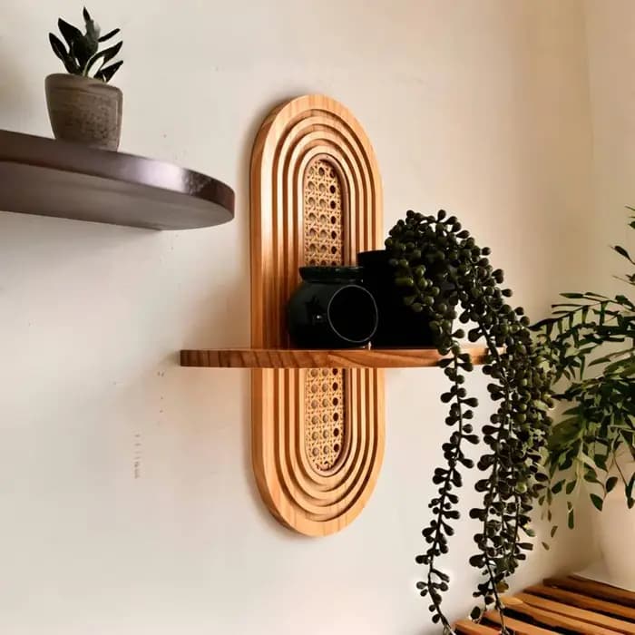 Nouvelle étagère à fleurs en rotin faite à la main