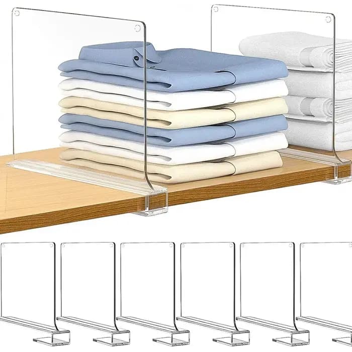 Lot de 2/4/6/8 organiseurs transparents pour étagères de placard
