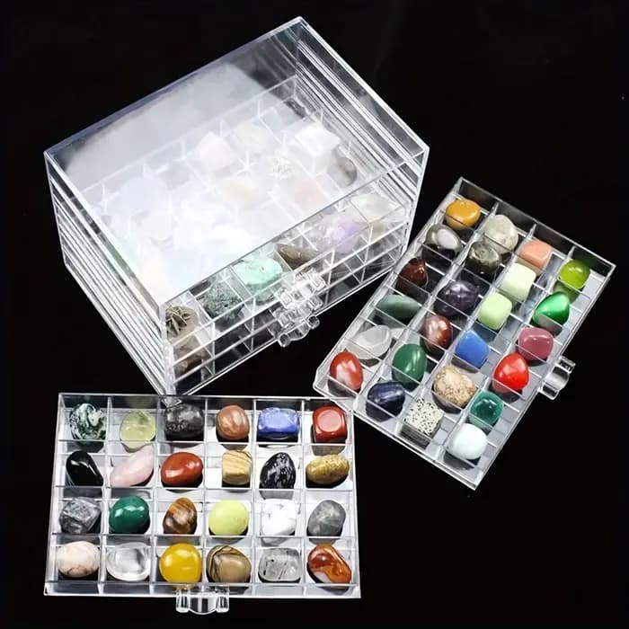 Vitrine en cristal – Boîte de rangement en plastique transparent pour la collection de pierres naturelles