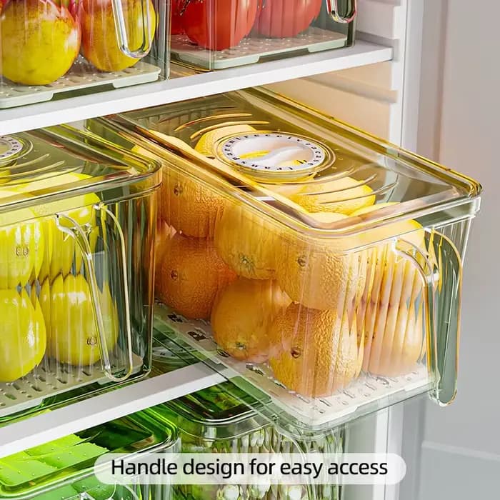 Boîte de rangement pour réfrigérateur empilable avec couvercle