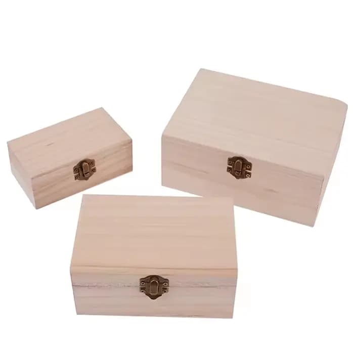 Boîtes de rangement carrées à charnière en bois uni Scotch couleur bûche