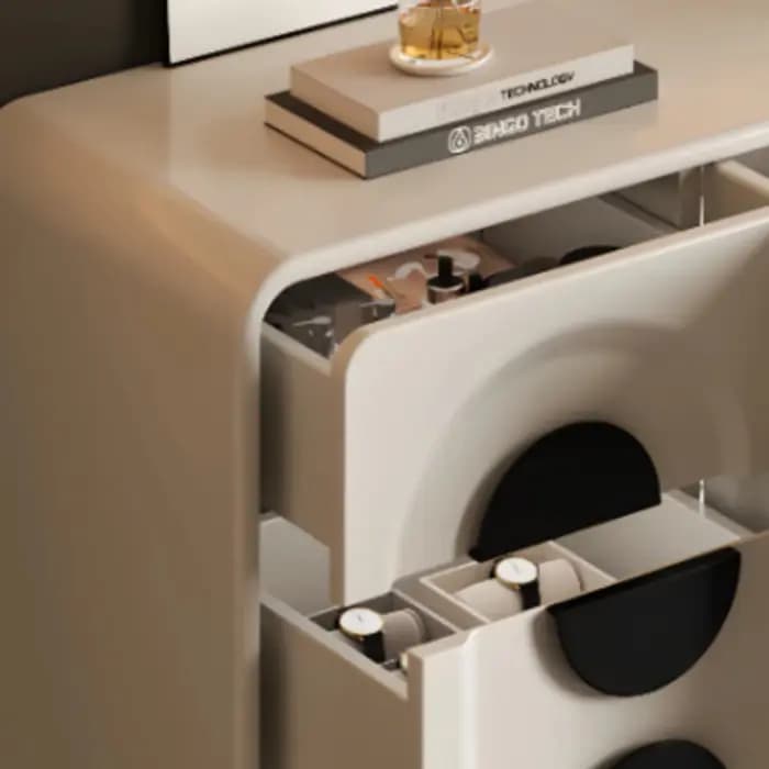 Coiffeuse moderne en bois pour chambre à coucher avec miroir et tabouret