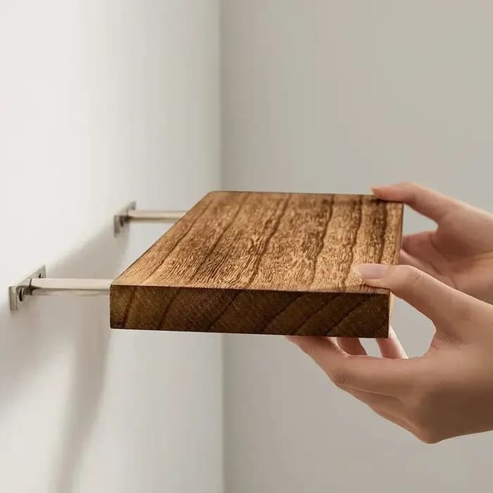 Étagère murale flottante invisible avec supports métalliques robustes et dissimulés – Quincaillerie de meuble