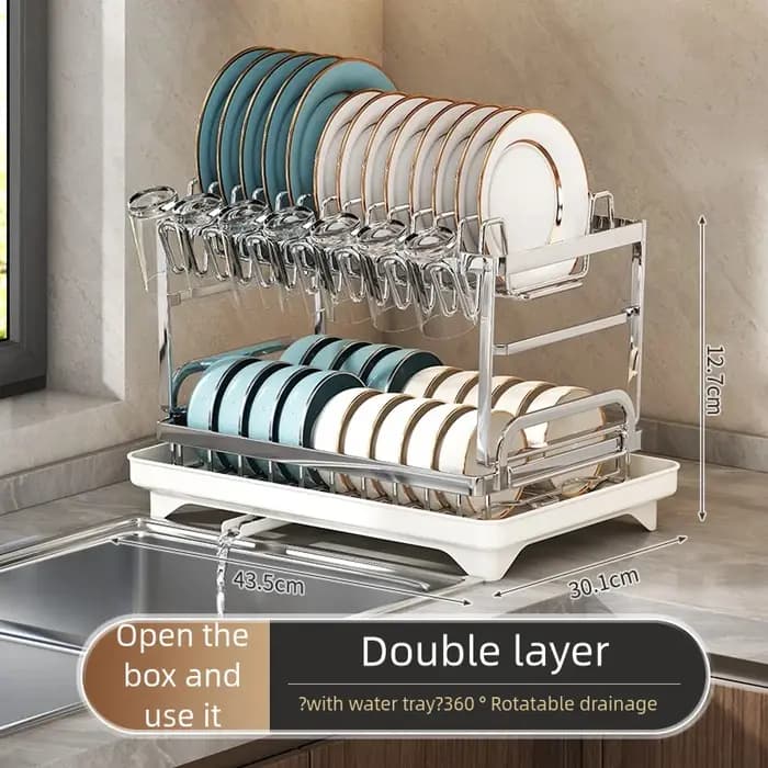 Étagère de rangement de cuisine en acier inoxydable, boîte de rangement pour bols et assiettes, égouttoir, étagère de rangement multifonctionnelle pour la maison