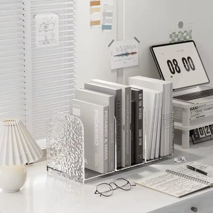 Support de rangement de bureau 4 compartiments pour livres, séparateur de livres de luxe simple, éta