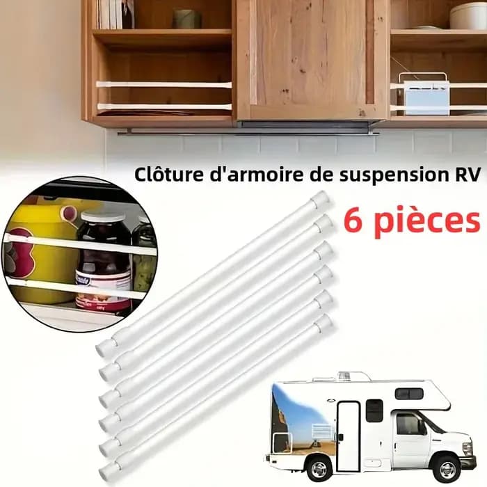 Barres de sécurité réglables pour clôture d'armoire RV
