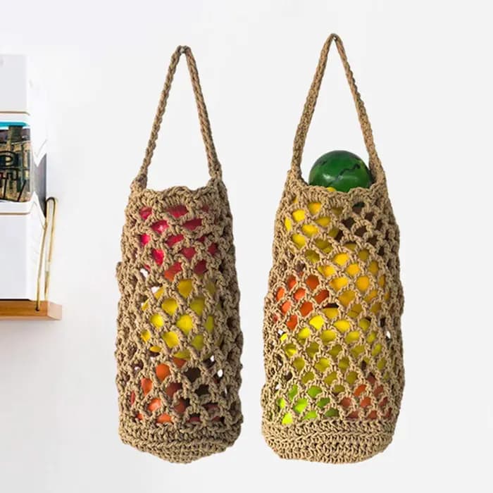 Panier de rangement mural en osier tressé pour légumes