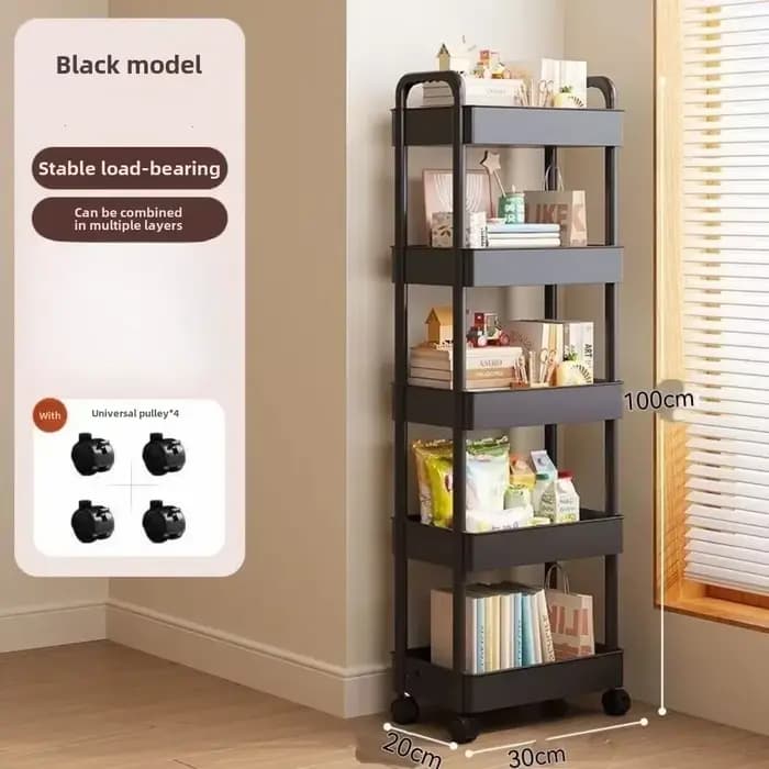 Chariot de rangement multifonctionnel blanc à roulettes : Étagères ouvertes pour espaces de vie, présentoir à livres, idéal pour la cuisine, la chambre à coucher, rangement et décoration