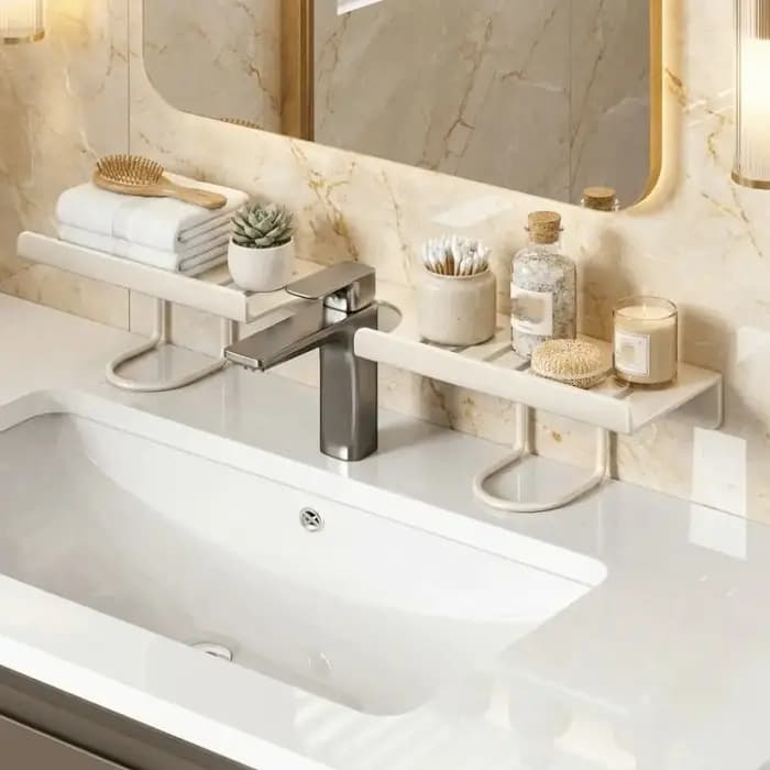 Étagère de rangement universelle en maille pour salle de bain avec drain d'eau
