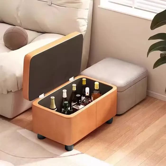Pouf de rangement - Canapé organisateur rembourré avec compartiment caché pour salon