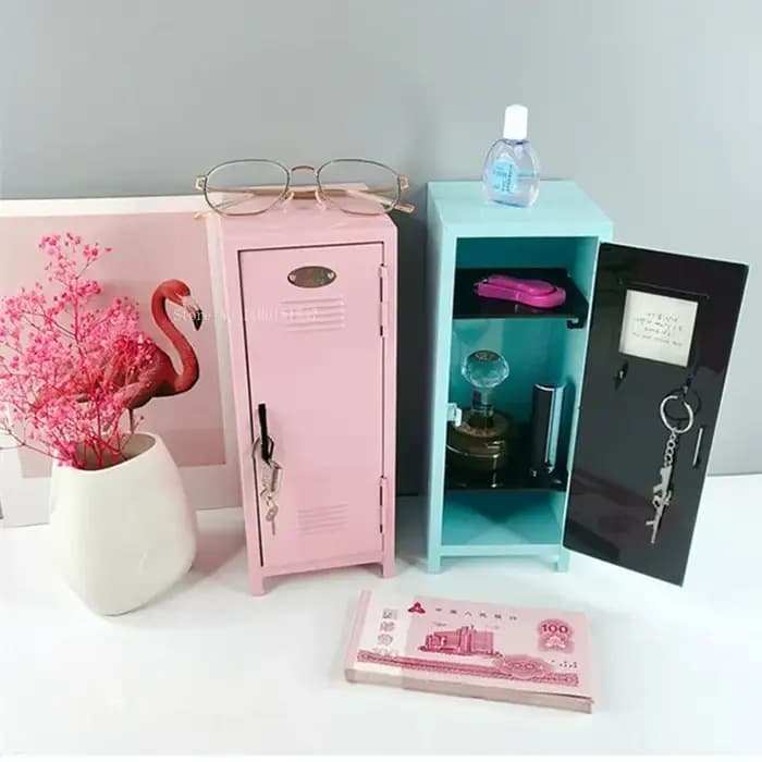 Boîte de rangement en fer pour dortoir, cosmétiques, argent, clés, cartes bancaires et autres petits objets de bureau, mini-armoire de rangement